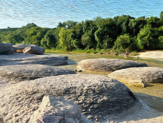 Puzzl eImage of Oversized limestone Rocks in Paluxy river