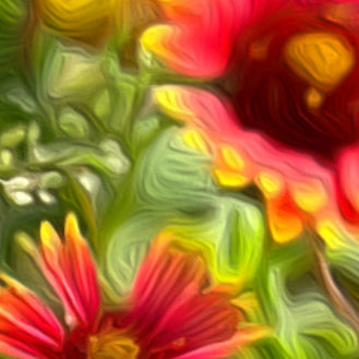 detail of puzzle image showing flowing paintbrush strokes