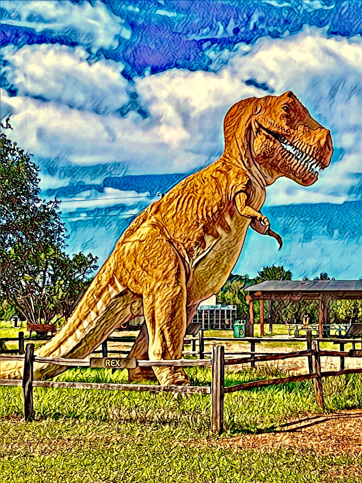 Image of puzzle - Life statue of T-Rex in Dinosaur Valley State Park