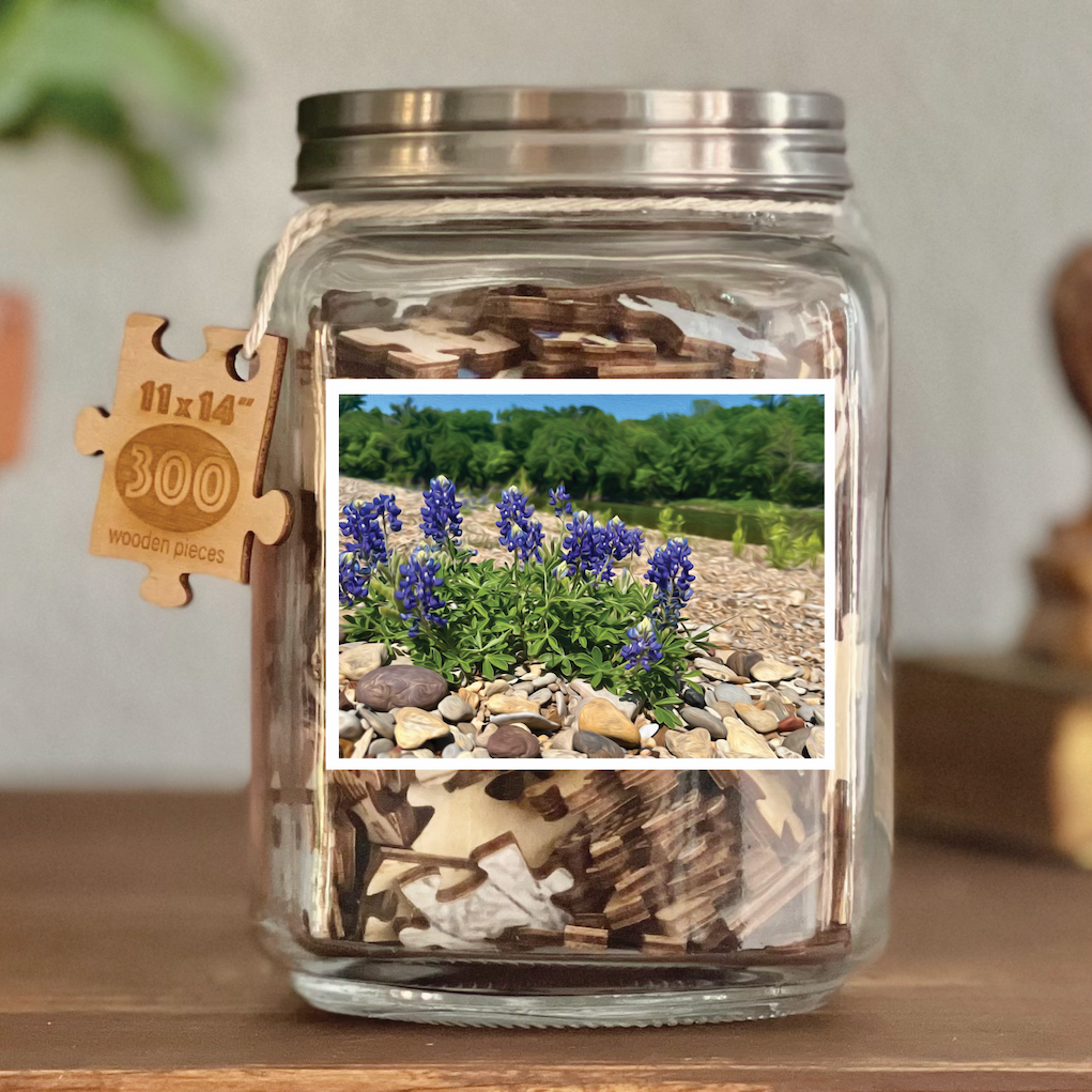 "Bluebonnets on the Brazos" Pieces of Texas Wooden Jigsaw Puzzle