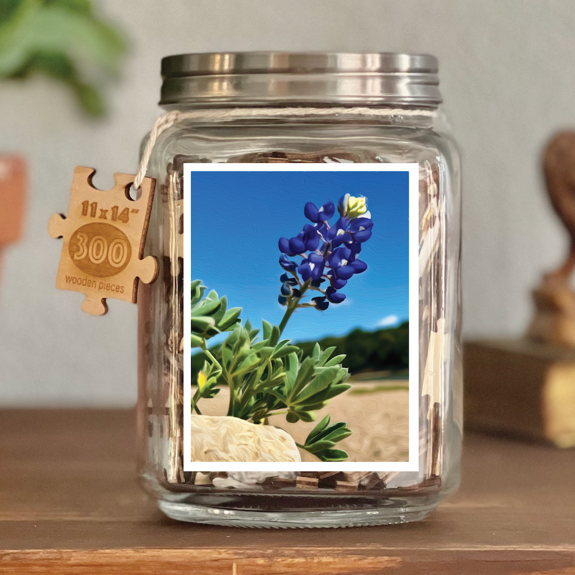 puzzle in glass display jar