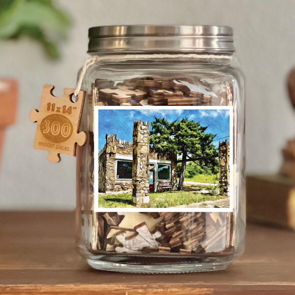 "Hamilton Gas Station" Wooden Jigsaw Puzzle 'Pieces of Texas'