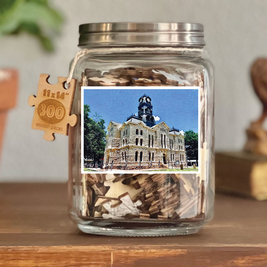 "Hood County Courthouse" Wooden Jigsaw Puzzle 'Pieces of Texas'