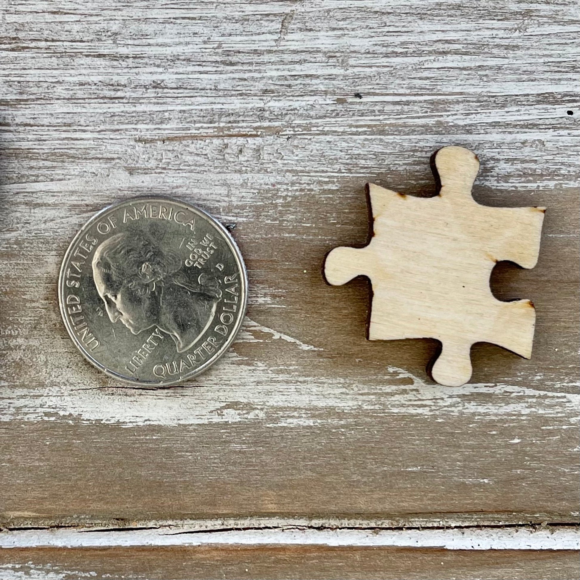 puzzle piece compares to be the same the size of a quarter